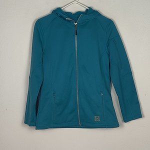 5.11 Tactical Womens Teal Jacket Zipped Pockets Hooded Stretch Embroidered Med